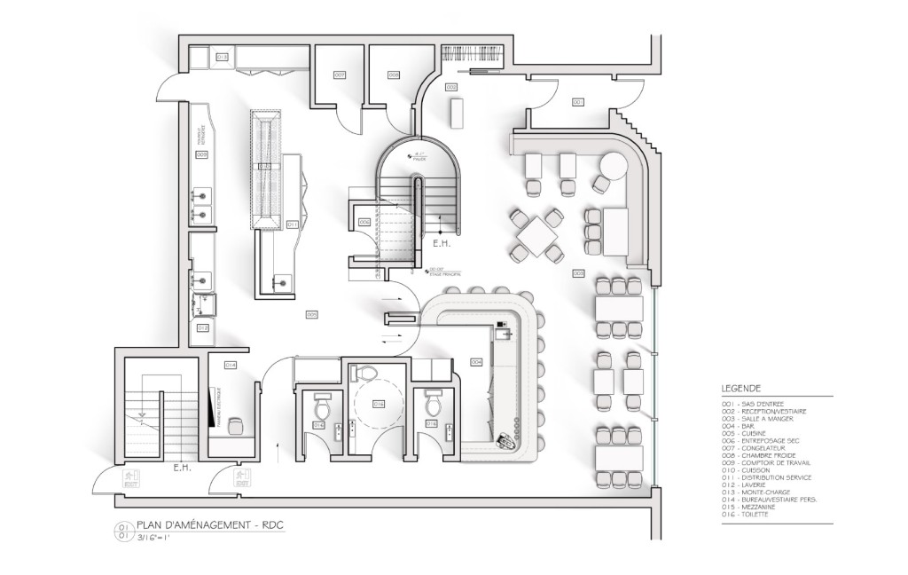 Plan d'aménagement pour le projet Le 30’s restaurant