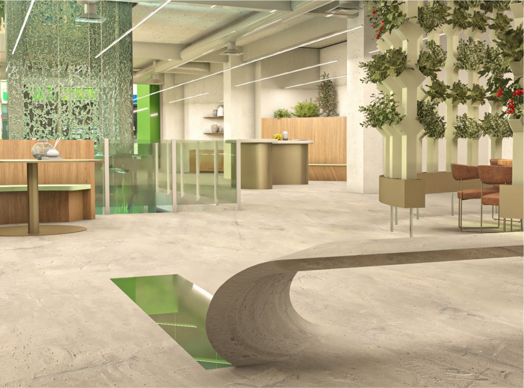 Grande salle dans le projet Le centre d’agriculture urbaine