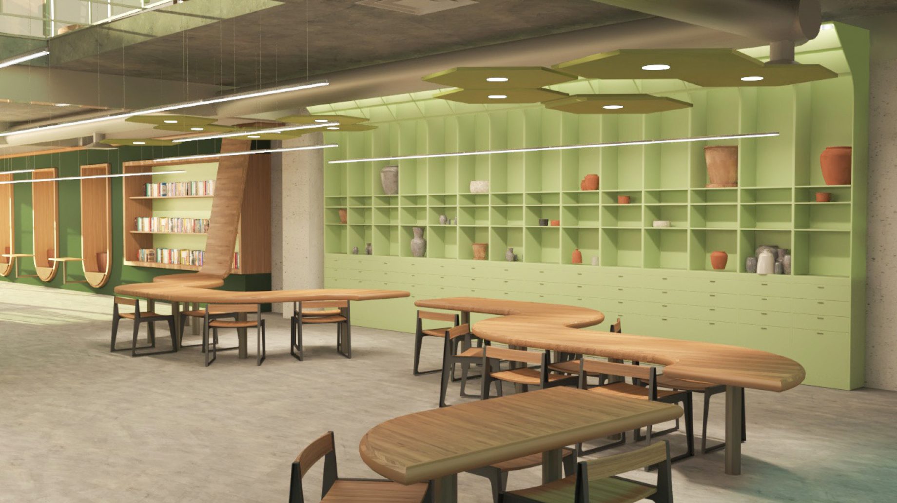 Grande salle dans le projet Le centre d’agriculture urbaine