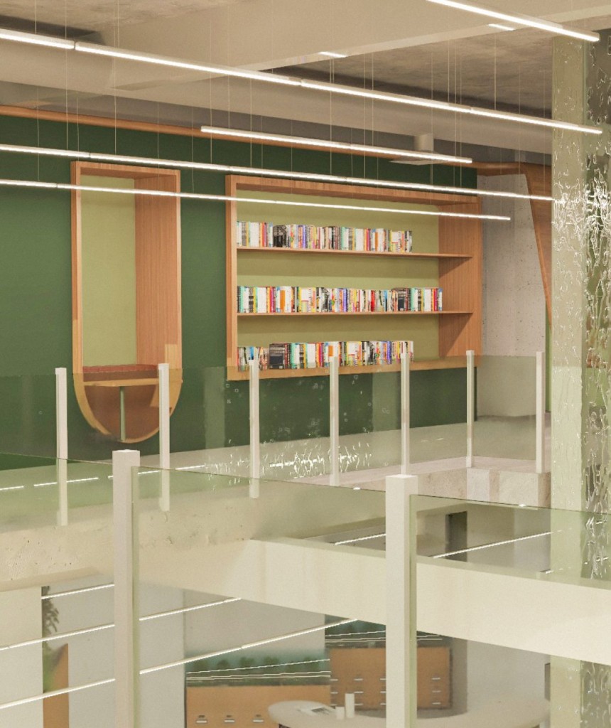 Bibliothèque dans le projet Le centre d’agriculture urbaine