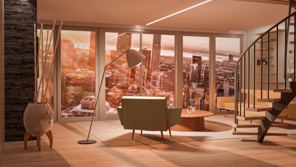 Salle de séjour en 3D
